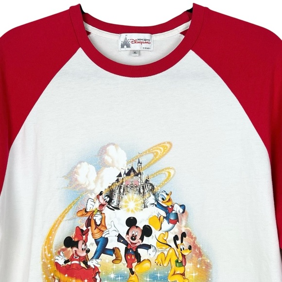Disney Disneyland Hong Kong Grand Opening Baseball Tee Tshirt Sz XL Red Graohic - Picture 4 of 11